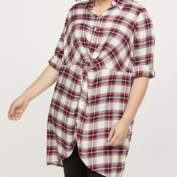 Lane Bryant NWT Plaid Twist-Front High-Low Tunic Plus Size 22 - Picture 1 of 3